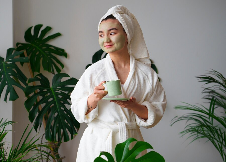 Woman washing face