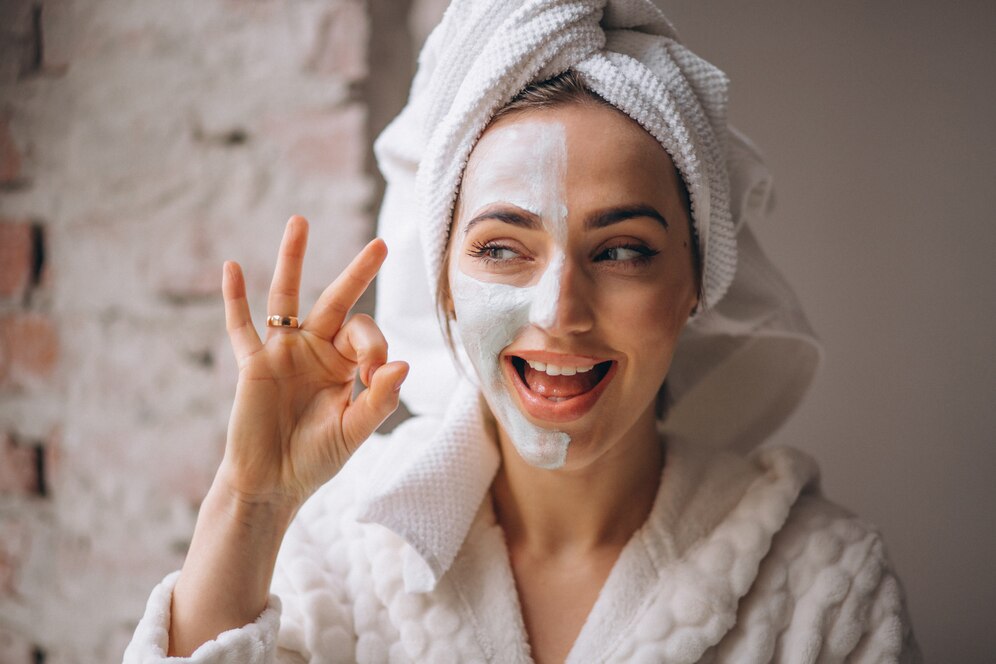 Woman washing face
